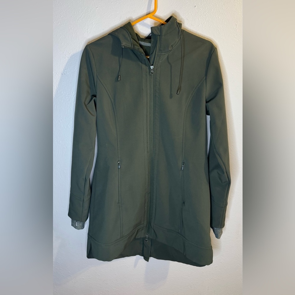 Olive Green Mondetta Rain/Soft Shell Hooded Coat/Jacket Size Medium